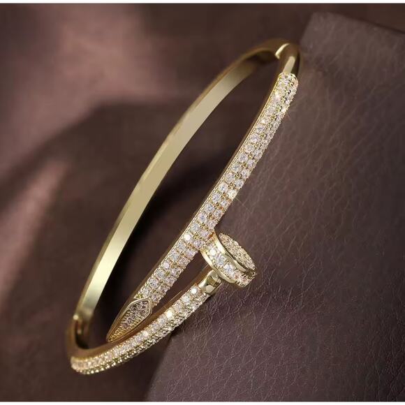 Gold Juste un Clou Classic Nail Bangle Bracelet - Picture 3 of 8